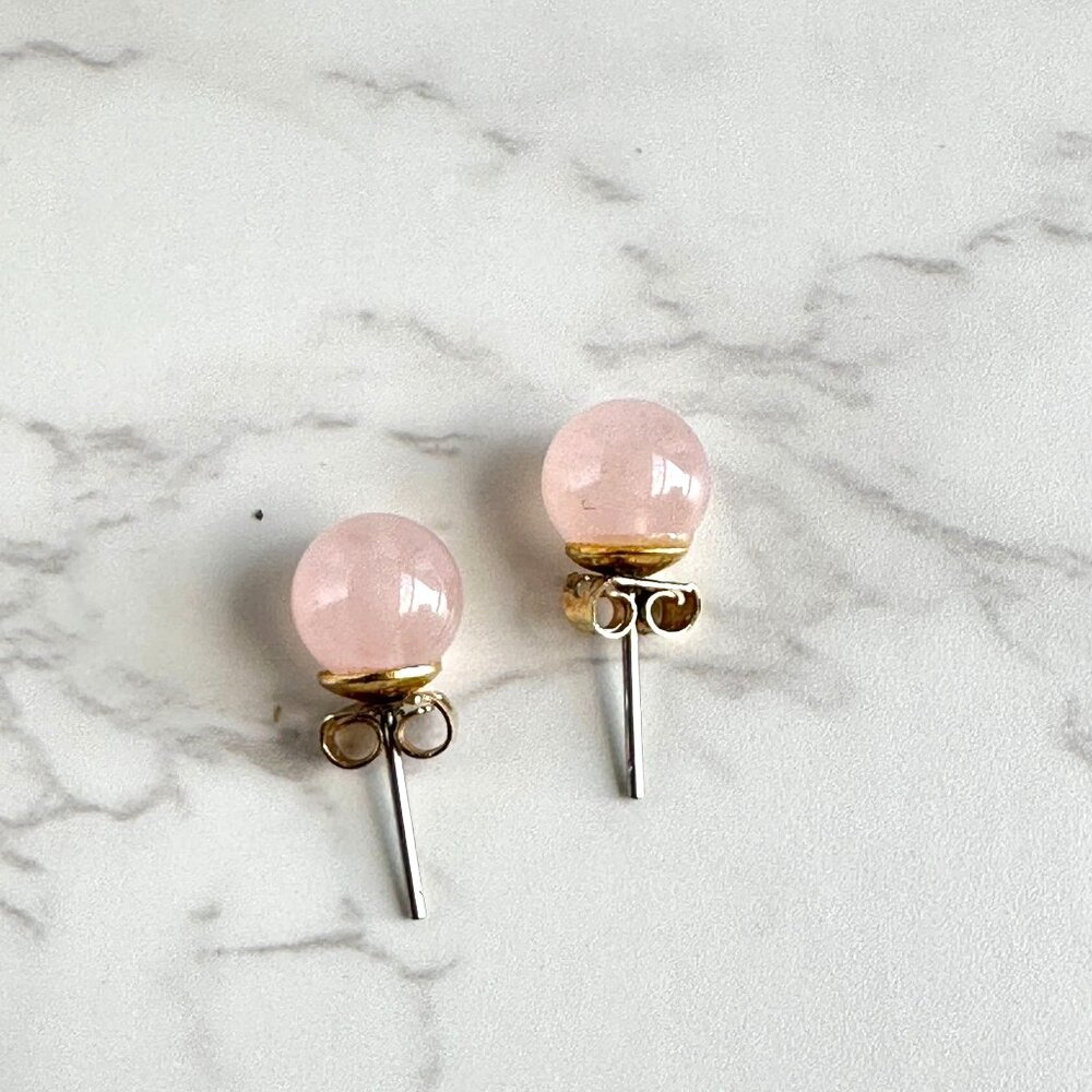 Sterling Silver & Rose Quartz Stud Earrings